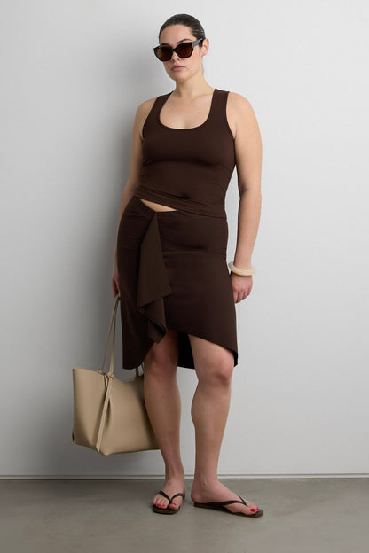 FRONT DRAPE MIDI SKIRT