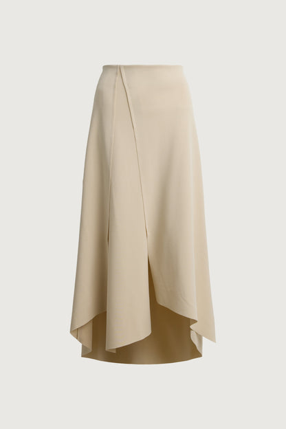 ASYMMETRICAL MIDI SKIRT