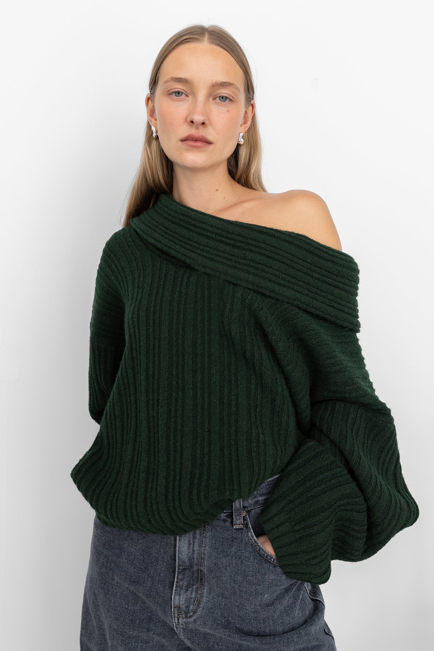 OVERSIZED SLOUCHY OFF THE SHOULDER SWEATER