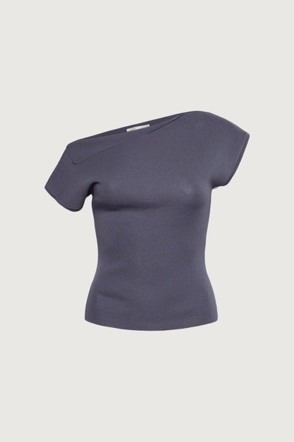 ASYMMETRICAL OFF THE SHOULDER CAP SLEEVE SWEATER