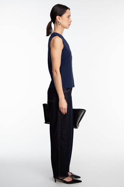 BUTTON FRONT KNIT SLEEVELESS VEST