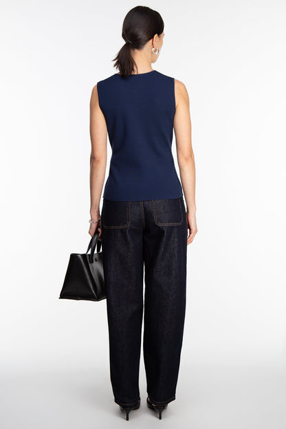 BUTTON FRONT KNIT SLEEVELESS VEST