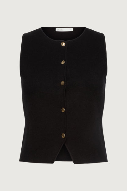 SLEEVELESS KNIT VEST WITH BUTTONS