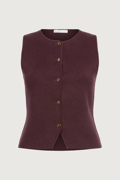 SLEEVELESS KNIT VEST WITH BUTTONS