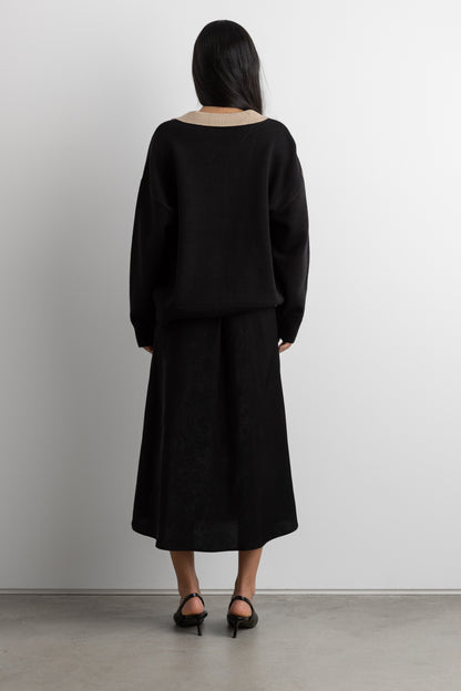COLLARED CHUNKY KNIT SWEATER