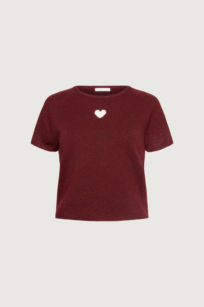 SHORT SLEEVE HEART SWEATER