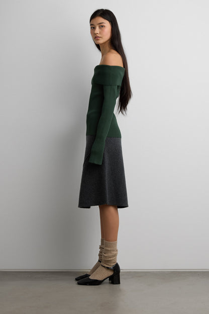 RIBBED OFF THE SHOULDER SWEATER