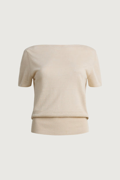 LINEN BLEND SHORT SLEEVE SWEATER