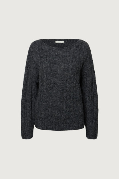 ALPACA AND WOOL-BLEND CABLE KNIT SWEATER