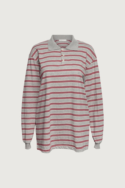 STRIPED RUGBY POLO LONG SLEEVE SHIRT