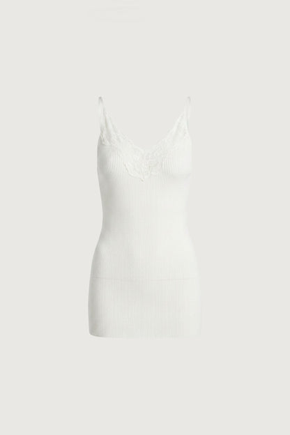 RIBBED KNIT LACE CAMI TANK TOP