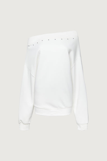 RELAXED STUDDED OFF SHOULDER TOP
