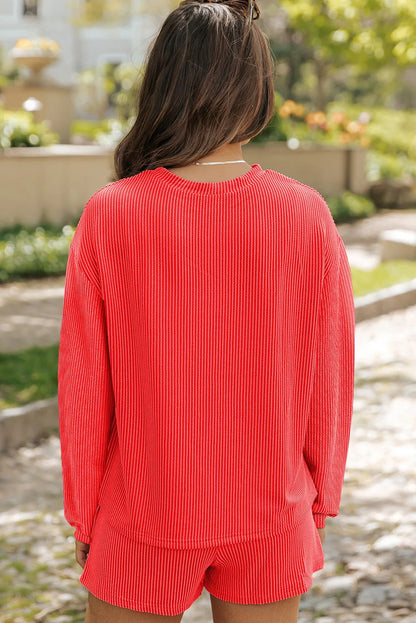 Hazel Blues® |  MERRY CHRISTMAS Round Neck Long Sleeve Top and Shorts Set